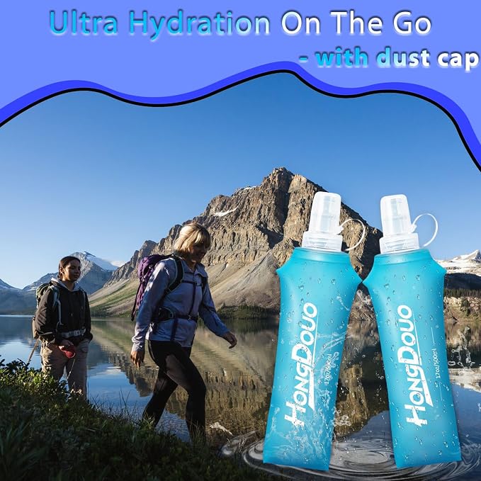 2 Packs Soft Flask, 17oz/500ml TPU Collapsible Soft Water Bottle for Hydration Pack, Running Vest, BPA-Free Folding Water Bottles for Hiking Cycling Climbing Running Outdoor Sports - Image 4