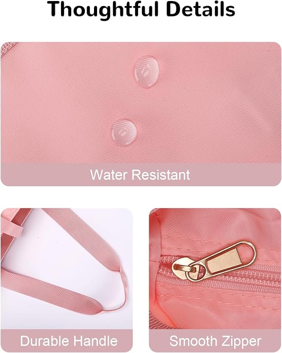 Foldable Tote Bag with Zipper for Women, 18L Nylon Lightweight Shoulder Handbag for Travel, Waterproof Beach Bag - Image 6