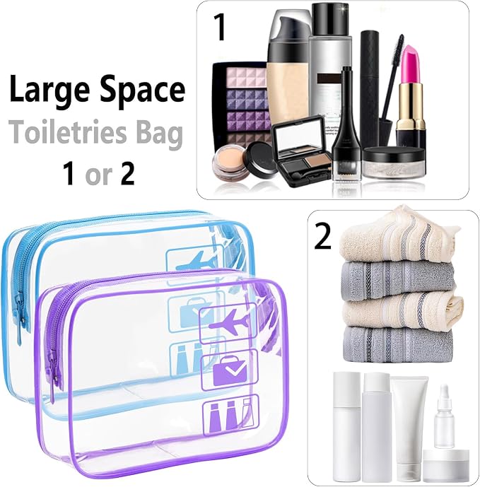 Clear Makeup Bags Toiletry bags Quart Size Travel Bag,6 Packs | TSA Approved Toiletry Bag 6Pcs- Clear Travel Bags for Toiletries, Carry on Airport Airline Compliant-Bag. - Image 3