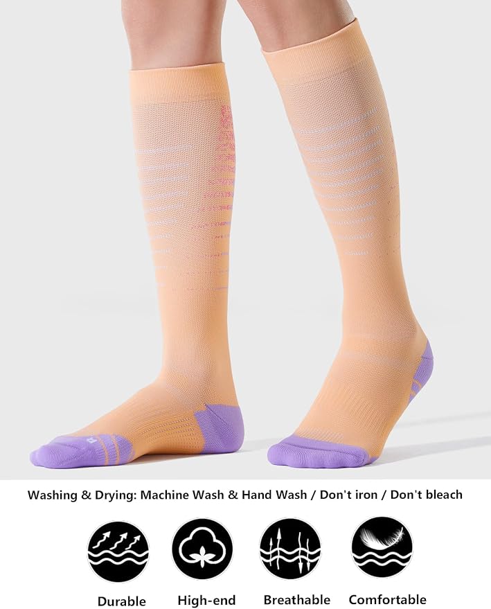 CS CELERSPORT 3/4 Pairs Compression Socks for Men Women Size 6-12 | Knee High Support Socks for Running Nurses Pregnancy Travel Daily Wear - Image 3