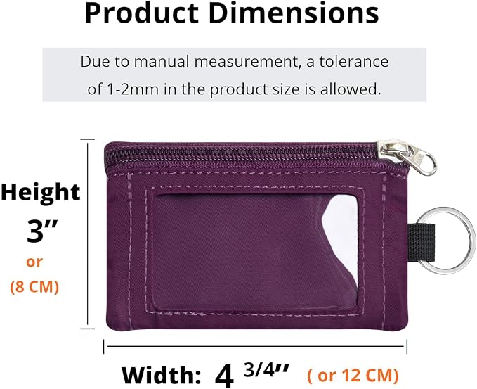 RFID Blocking Travel Wallet with Adjustable Lanyard, Small Nylon Zipper Pouch and Badge Holder for ID, Credit Cards, Cash, Keys, Commuters (Plum Wine) - Image 3