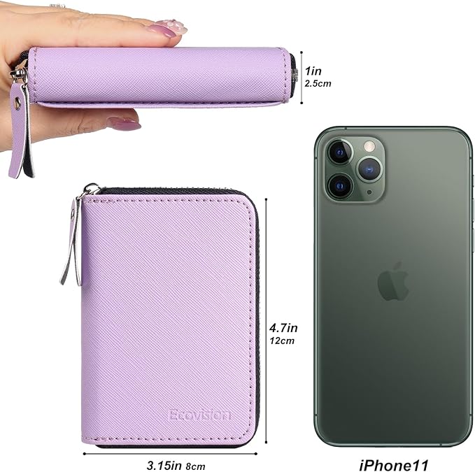 Credit Card Wallet, RFID Card Case Wallet, Zipper Card Cases Holder for Men Women, RFID Blocking, KeyChain Wallet, Compact Size Card Organizer Case for Women - Image 7