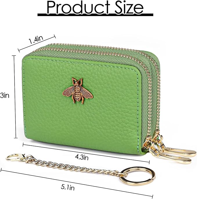 imeetu RFID Credit Card Holder, Small Card Wallet Women, Leather Card Case | Genuine Leather Women's Card & id Cases, Change Coin Purse with Zipper Keychain id Window, 20 Colors & 3 Styles, Daily, Gifts - Image 6