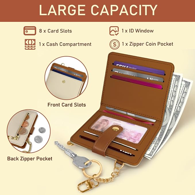 Jogjam Small Ladies Wallet, Rfid Slim Thin Compact Women Credit Card Holder | PU Leather Bifold Cash Zipper Coin Pocket ID Window, for Female Ladies Teen Girls Girly Gifts - Image 4