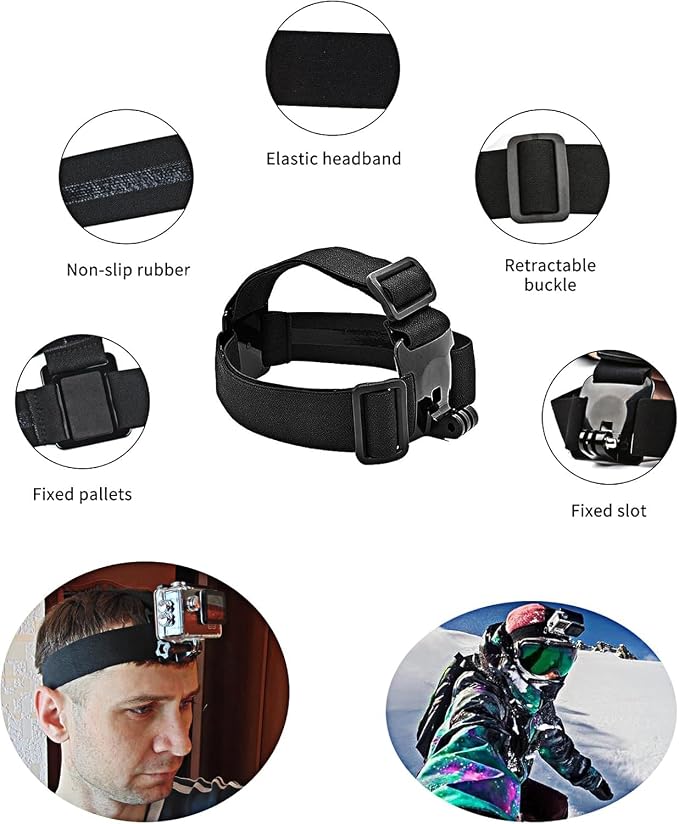 4-in-1 Sports Action Camera Accessories Kit for GoPro Hero 13/12/11/10 | for SJCAM SJ4000 SJ5000 SJ6000 for AKASO Cameras Chest Strap + Head Strap + Floating Grip + Pouch - Image 2