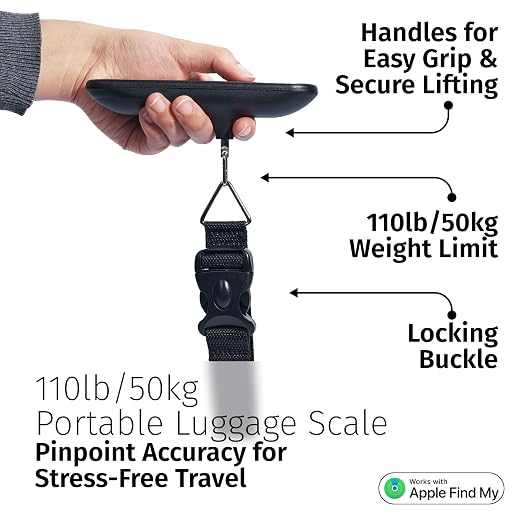 Slide Innovations Digital Luggage Scale with Apple Find My (iOS), Portable Suitcase Weight Scale & Tracker, LED Display Travel Baggage Scale up to 110 lb / 50 kg, Lightweight Airline Travel Accessory - Image 4