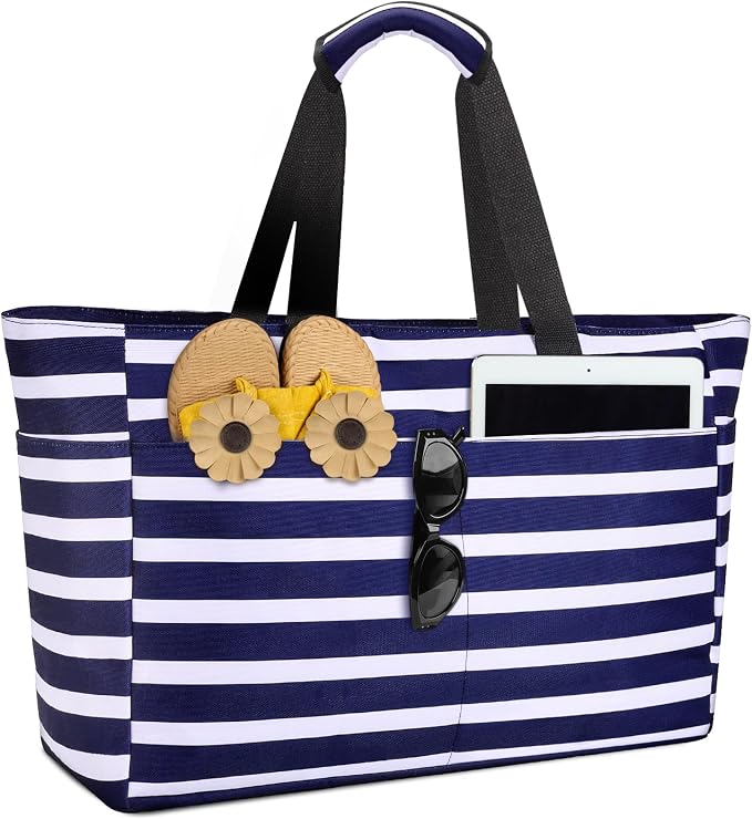 ISEYOU Extra Large Beach Bag Waterproof Beach Totes Bags for Women, Lightweight Foldable Pool Bag with Zipper Wet Compartment by ISEYOUmakeabetterlife