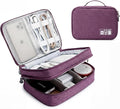 Lanola Travel Cable Organizer Bag, Electronic Accessories Case Portable Double Layer Cable Storage Bag for Cord, Charger, Flash Drive, Phone, SD Card,Personal Items - (Purple) by Lanola