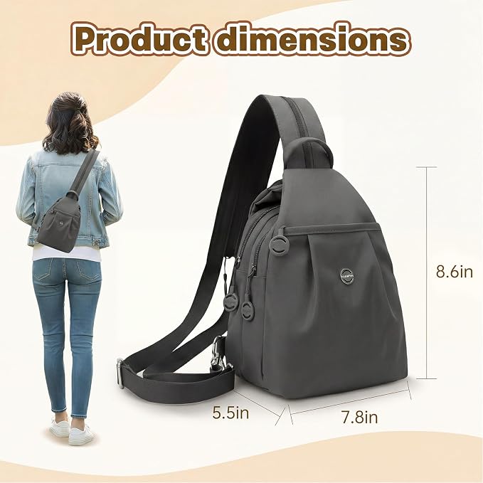 Waterproof 2-Way Mini Commuter Bag, Multi-Compartment Oxford Small Backpack, For Women, Collegeman, Commuter (Grey) - Image 4