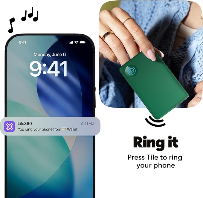 Life360 Tile Slim - Wallet Finder, Bluetooth Tracker and Item Locator for Luggage Tags, Passports and More. Both iOS and Android Compatible. Phone Finder. 1-Pack (Green Surf) - Image 5