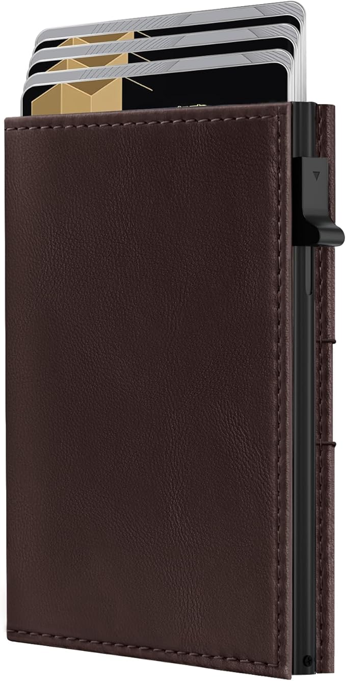 QLD RFID Wallet for Men - Smart Pop up Card Holder - Trifold, Slim, Minimalist Wallet for Front Pocket, 9-11 Cards Capacity | ID Window | Cash Slot | Magnetic Closure by QLDBrand