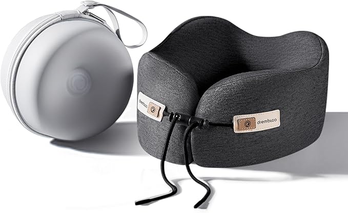 Travel Neck Pillow for Airplane, Premium Memory Foam 360° Ergonomic Support for Sleeping on Long Flights, Compact Portable Sleep Essential with Comfortable Cover for Cars, Office Naps & Home Use by drembloo