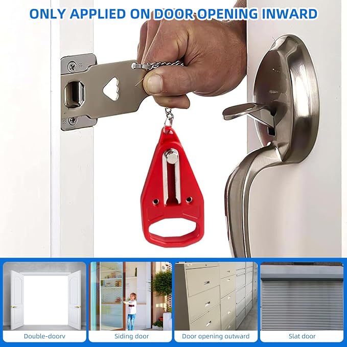 Ajlve Portable Door Lock，Extra Lock for Home, Hotel & Apartment | Hotel Travel Door Lock Security for Home, Enhance Privacy & Safety While Traveling, Protect Family Security (2Red) - Image 5