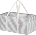 LHZK Standing Extra Large Utility Tote Bag with Metal Wire Frame and the Sides Rinforced, Extra Large Tote Bag with Handle, Reusable Grocery Bags Foldable, Beach Bag, Car Tote (Grey, 26''x15''x13'') by LHZK