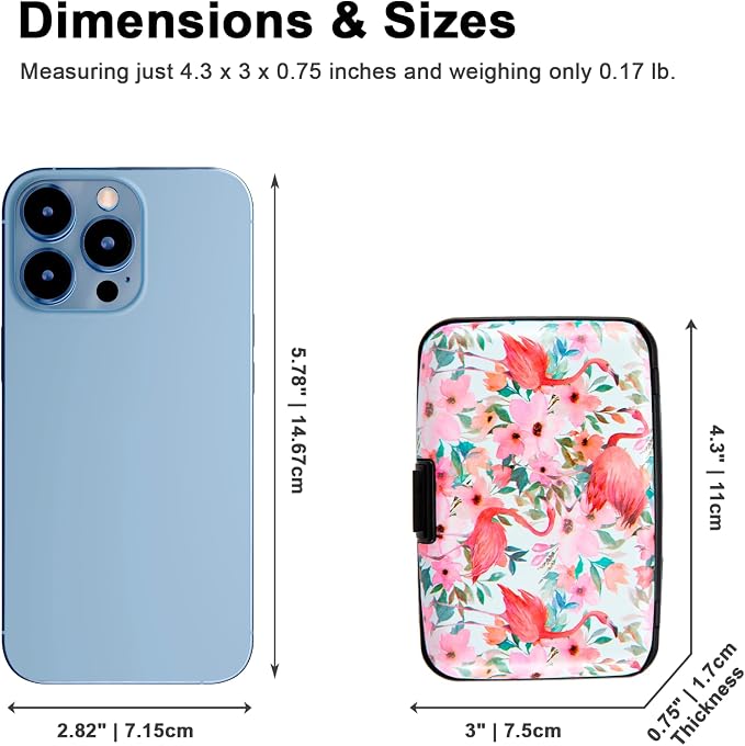 Credit Card Holder, Metal Card Wallet RFID Blocking Mini Slim Aluminum Business Hard Card Case for Women Men (Watercolor Floral Flamingo) - Image 5