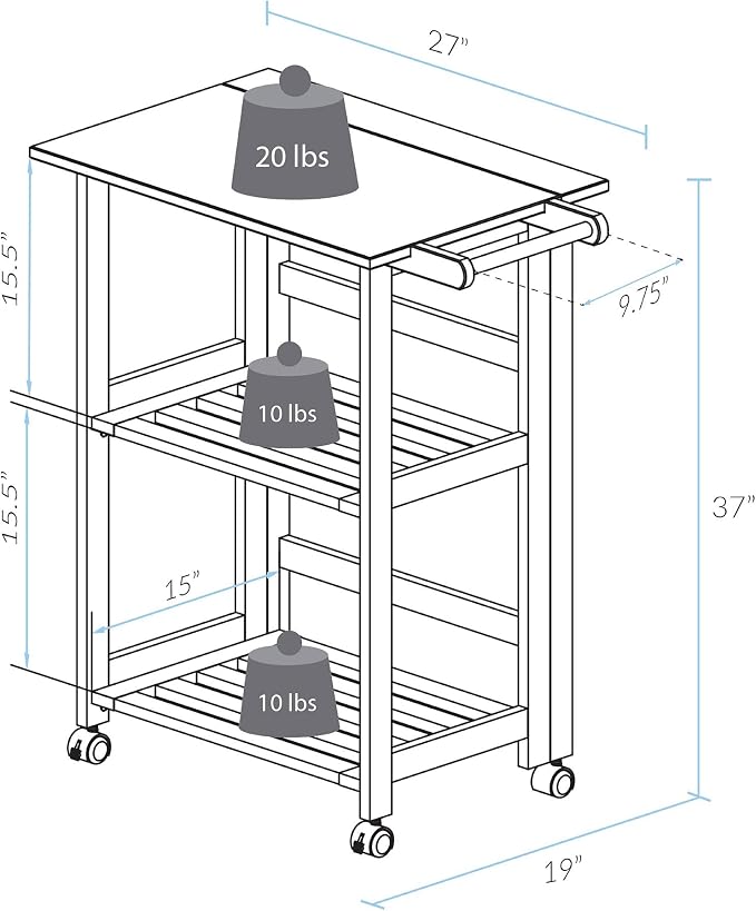 Trek Folding Kitchen Cart - Natural - Image 4