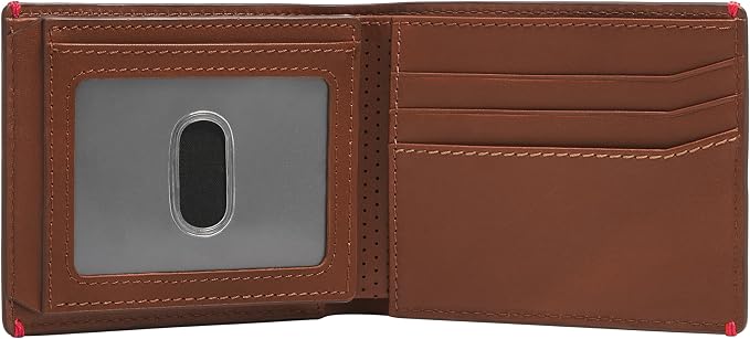 Fossil Men's Sport Tourer Leather Bifold Flip ID Wallet; Slim Wallet for Men, Brown - Image 2