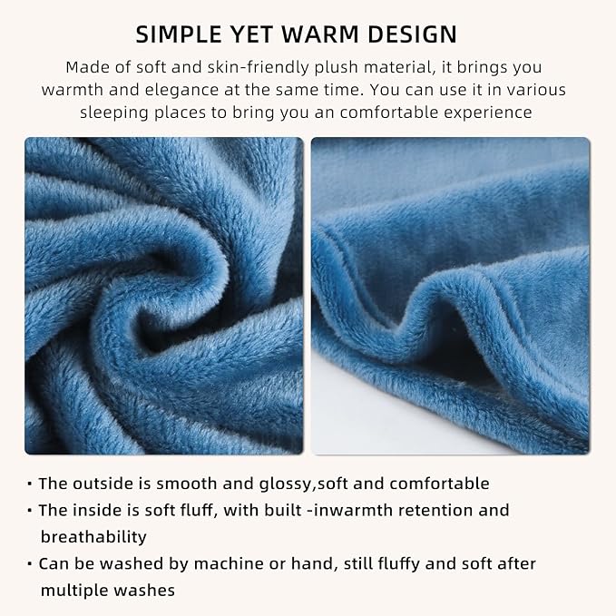 Melissa Large Soft Travel Blanket and Inflatable Pillow Set | Size - 69“ x 43.3”, Lightweight, Compact & Washable for Backpacking, Hiking, Airplane, Car, Office, Camping (Blue) - Image 7