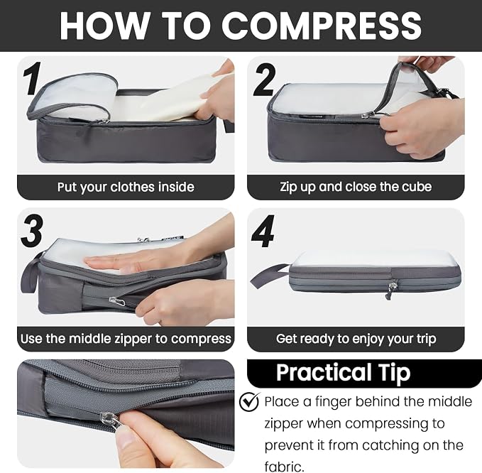 BAGAIL 6 Set Ultralight Compression Packing Cubes Packing Organizer for Travel Accessories Luggage Suitcase Backpack - Image 4