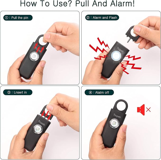 Personal Safety Alarm for Women – Superior Loud Siren & SOS Strobe | Premium Compact & Well-crafted Self Defense Keychain Alarm, College Dorm Essential, Variety of Colors (Charcoal) - Image 3