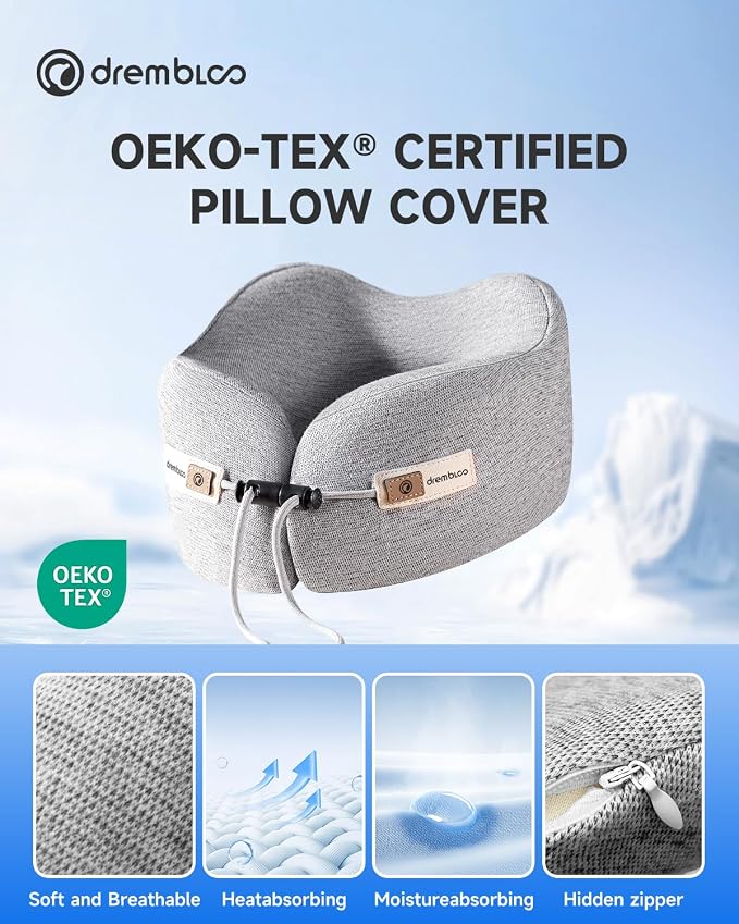 Travel Neck Pillow for Airplane, Premium Memory Foam 360° Ergonomic Support for Sleeping on Long Flights, Compact Portable Sleep Essential with Comfortable Cover for Cars, Office Naps & Home Use - Image 5