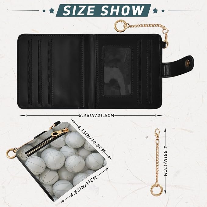 3d White Volleyball Women's Wallets RFID Blocking,Credit Card Holder Bifold Wallet,Slim Card Cases,PU Leather Travel Wallet for men Girls - Image 3