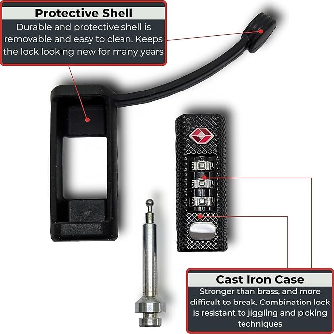 Cut-Resistant Gun Lock, TSA Approved Tamper-Proof Child-Safe Padlock, Black - Image 8
