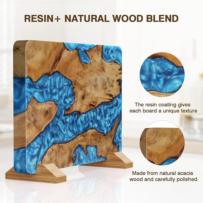 HOSHANHO Resin Magnetic Knife Block, Double Sided Magnetic Knife Holder | Multifunctional Kitchen Knife Organizer Storage for Kitchen Counter, Thickened Acacia Wood Universal Knife Block for Chefs - Image 4