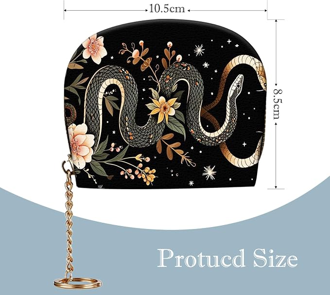 Women's Slim RFID Wallet – Compact Leather Card Holder Wallet for Women, 9 Card Slots RFID Blocking Credit Card Organizer, Small Travel Wallet - Aesthetic Snake Floral - Image 2