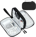 FYY Electronic Organizer, Travel Tech Pouch, Cable Organizer Black Quilted | Wrist Strap, Waterproof, Double Layers Portable Electronics Travel Carrying Case for Cord, Charger, Daily Business Trips Use by FYY