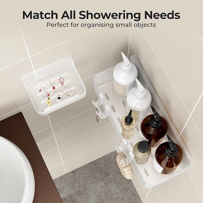 Orimade Shower Caddy 3-Pack, No-Drill Adhesive Shelves for Bathroom, Rustproof ABS Storage Organizer Set, Clear - Image 3