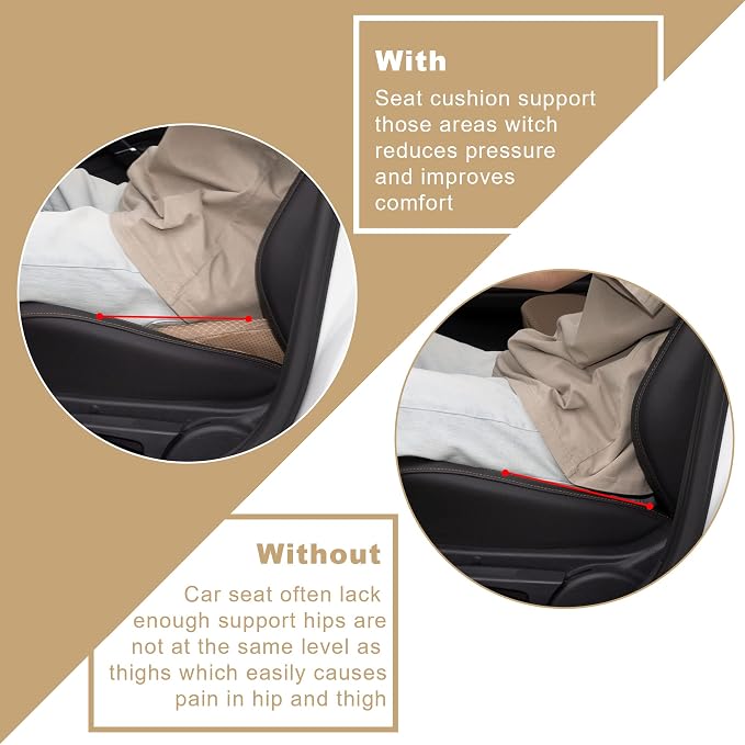 Livtribe Car Seat Cushion, Comfortable Wedge Seat Cushion for Driving | Memory Foam Seat Pad, Breathable Mesh Cover, Non-Slip Bottom, Pressure Relief, Improved Forward View, Road Trip Essentials - Image 3