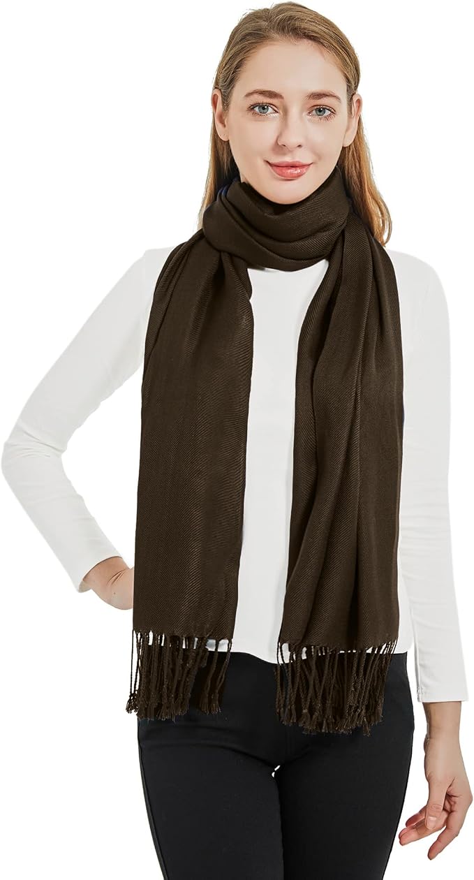 Soft Silky Pashmina Shawl Wraps Solid Colors Scarf for Wedding Evening Dresses - Image 6