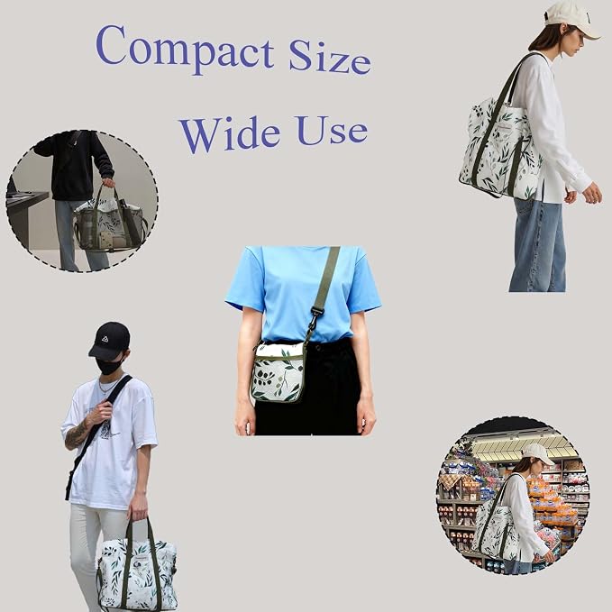 Foldable Travel Tote Bag, Water-Resistant Tote Bag with 3 External Mesh Pockets for Travel, Daily Use, Outdoor - Image 5
