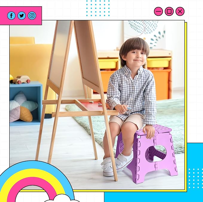 Delxo Folding Step Stool 11 Inch,300 Lbs Step Stool for Kids&Adults Purple | Foldable Step Stool 11",Non-Slip Foot Stools with Handle,Lightweight Collapsible stools for Kitchen,Bathroom,Bedroom,Garden - Image 6