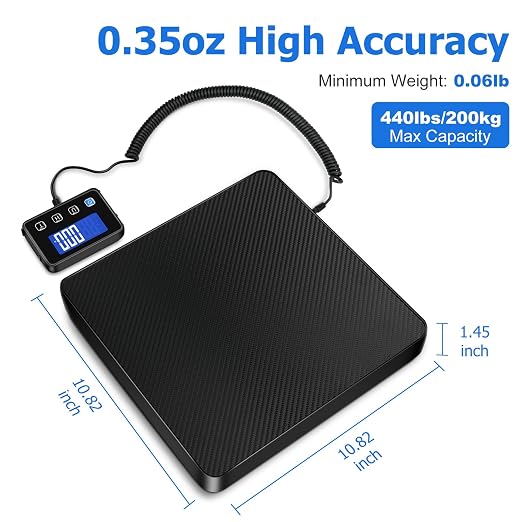 Shipping Scale, 440 lbs/0.35oz High Accurate Digital Postal Scale with Hold/Tare Function, Postage Scale for Packages, Luggage, Small Business, Home Use, Battery & Charging Cable Include - Image 2