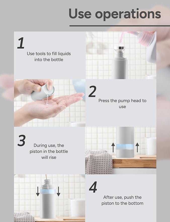 Lulupack Airless Pump Bottles Travel Size, 1 oz 3 PCS Refillable Container | Plastic lotion dispenser, for face cream moisturizer, small skincare, shampoo soap, empty toiletry, cosmetic, leakproof TSA - Image 6