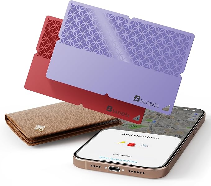 2026 Apple MFi Certified Wallet Tracker Smart Card for Find My iPhone Ultra Thin Air Tracker Tag for Travel, 5 Years+ Staying Power, IP69 Waterproof, Key Finder & Item Locator for Keys, Bags, Passport by BFADEHA
