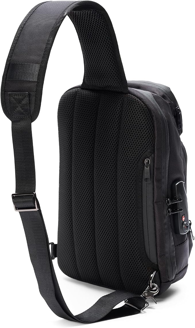 Equinox Sling Backpack Anti Theft Combination Lock Chest Shoulder Bag Waterproof Crossbody Casual Daypack (Black) - Image 8