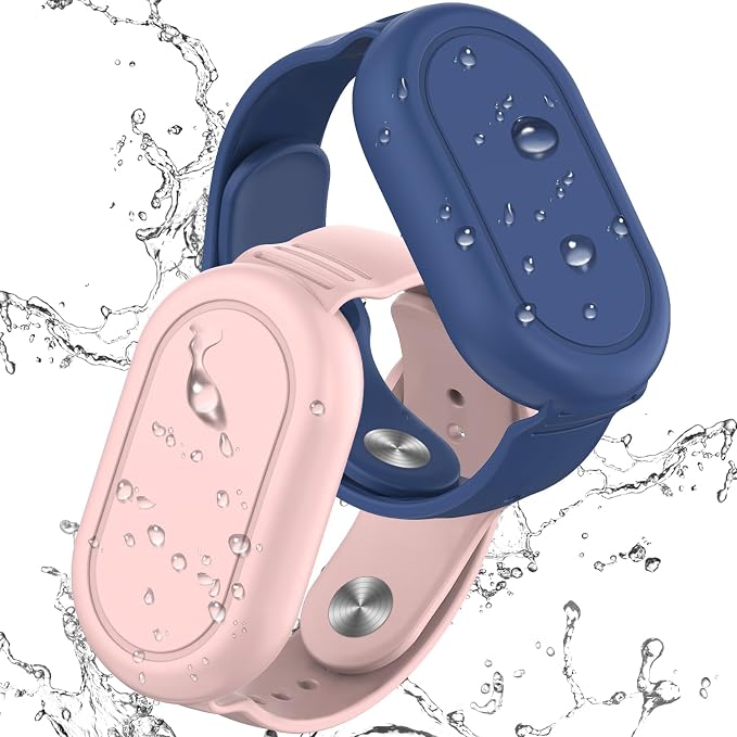 for Samsung Smart Tag 2 Bracelet for Kids, 2 Pack Waterproof Hidden Wristband for Galaxy SmartTag2 for Toddlers, Children, Elderly, Backpack, Luggage (Blue/Pink) by SZJCLTD