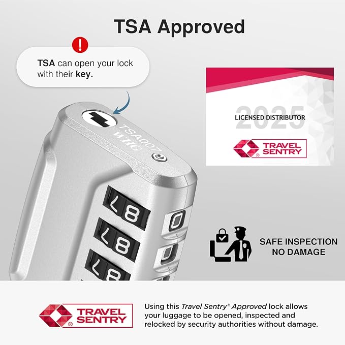 Puroma 2 Pack TSA Approved Luggage Locks 4 Digit Code Cable Lock Silver | Resettable, Flexible Cable, Zipper holes, Zinc Alloy, Bright Color, Large White Numbers, Suitcase Train Travel, laptop bag - Image 2
