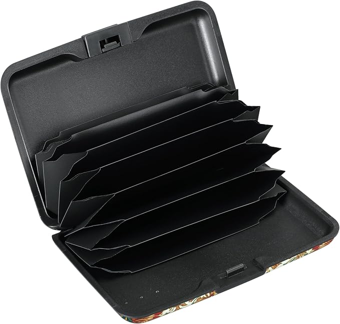 RFID Aluminum Wallet Credit Card Protector Case Holder for Men Women | Mini RFID Aluminum Wallet Credit Cards Holder Business Card Case Metal ID Case for Men Women(Carpet Pattern) - Image 2