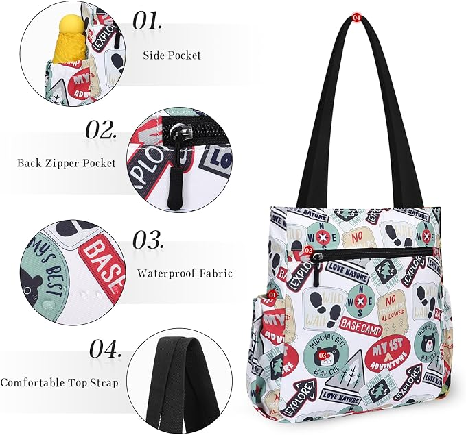HUA ANGEL Floral Tote Bag - Casual Shoulder Bag Daily Tote Bag with Zipper Gym Travel Shopping Work Handbag for Women - Image 4