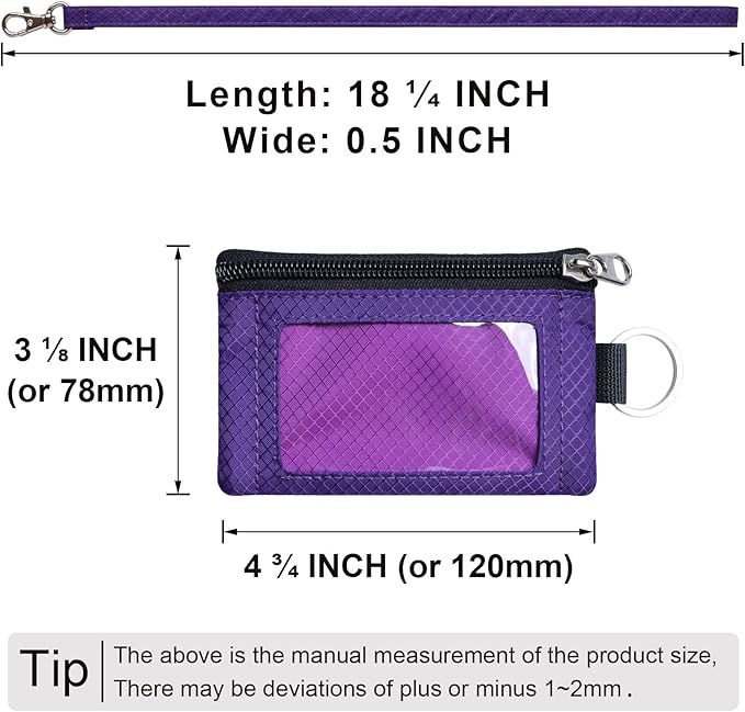 CHENSPRX Minimalist RFID Blocking Small Wallet with ID Window,WaterResistant Zip Id Case Wallet with Lanyard Keychain for Cards,Cash,Travel,Women,Men - Image 5