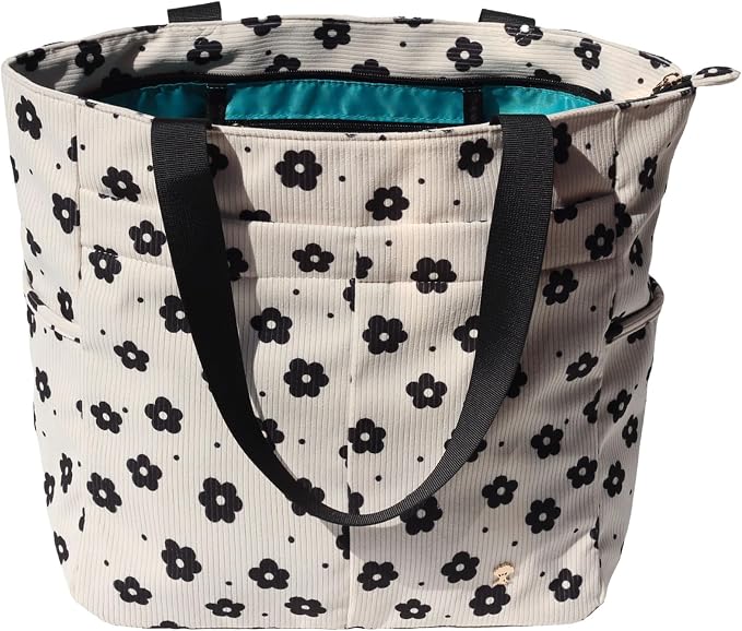 ESVAN Original Floral Tote Bag Large Shoulder Bag with Multi Pockets for Gym Travel Beach Daily Bags by ESVAN