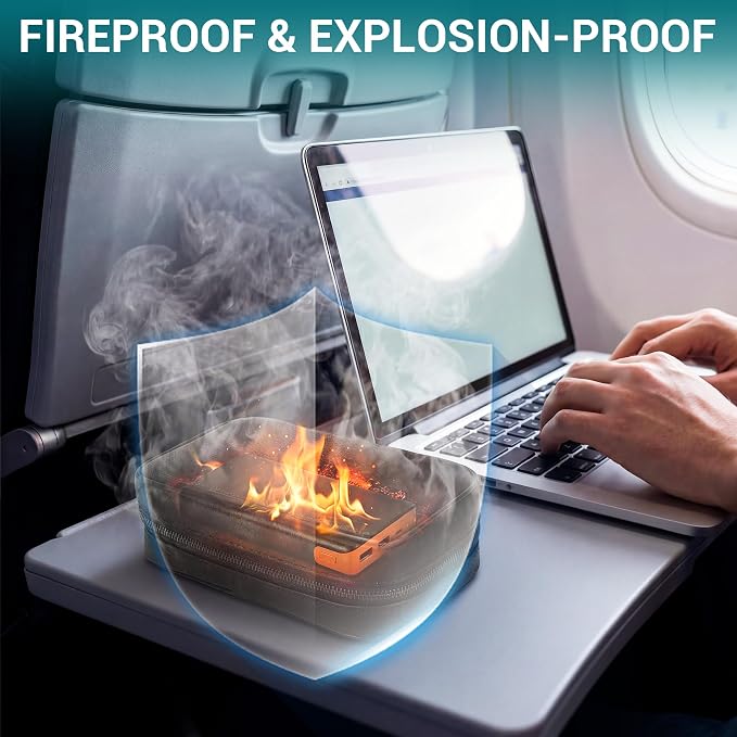 Fireproof Electronics Organizer Travel Case, Black | Water Resistant Tech Accessories Pouch, Explosion-proof Cord Storage Bag, Fireproof Zipper for Phone, Power Bank, Cables, USB - Image 8