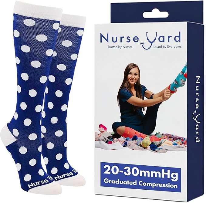 Compression Socks for Nurses - Women & Men - 20-30mmHg Graduated Compression, For Medical Staff, Athletes - 1 Pair by NurseYard