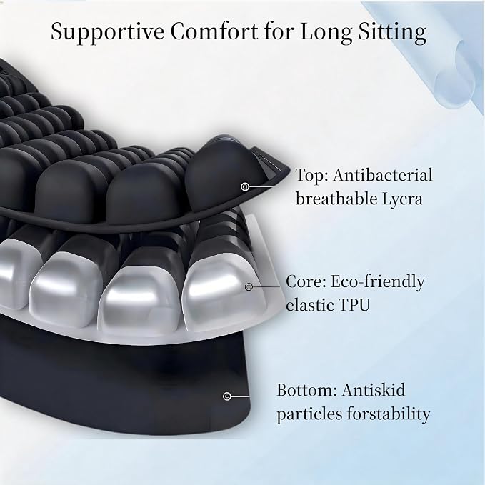 Inflatable Airplane Seat Cushion No Pump for Long Flights Travel | Pressure-relieving inflatable seat cushion, press-inflate, foldable portable for long flights, office and car use - Image 8