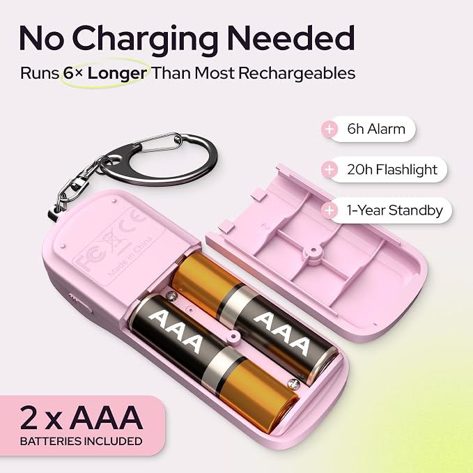 Personal Safety Alarm Keychain for Women, 130dB Siren, LED Light, Pink | Panic Pin, Compact Self-Defense Device, Emergency Whistle Alternative for College, Travel, and Night Walk Protection - Image 4