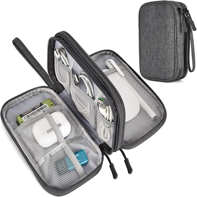CAAORDKSO Cord Organizer Travel, Electronic Organizer Travel Case, Cable Organizer Bag Tech Pouch Accessories Case, Travel Essentials for Cable, Charger, Phone, Power Bank, Earphone (Dark Gray, Large) by Unknown